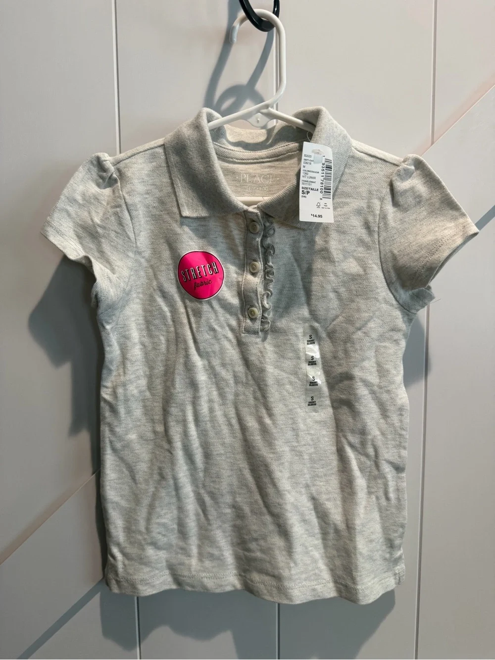 The Children's Place Girls' Uniform Light Gray Stretch Polo Top - Set of 2